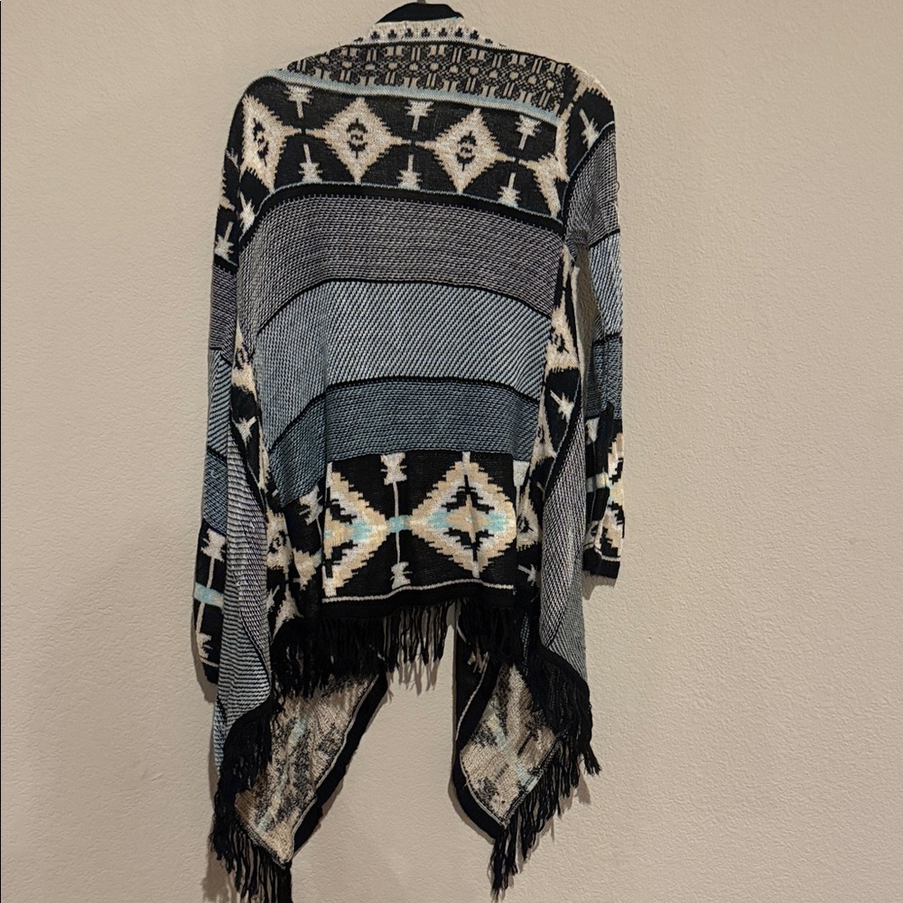 Say What? Black and Blue Geometric Women's Poncho
